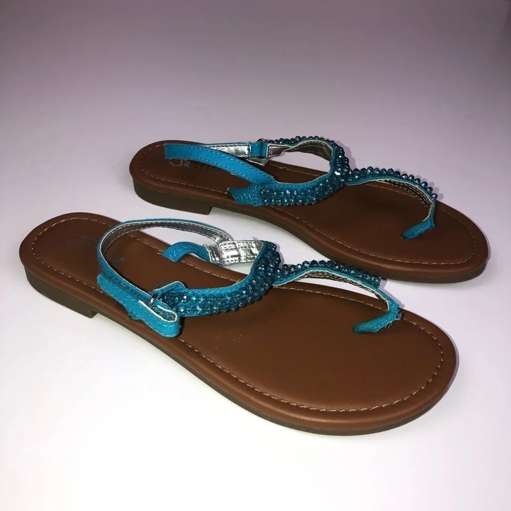 NEW Justice Jeweled Turquoise Blue Sandals